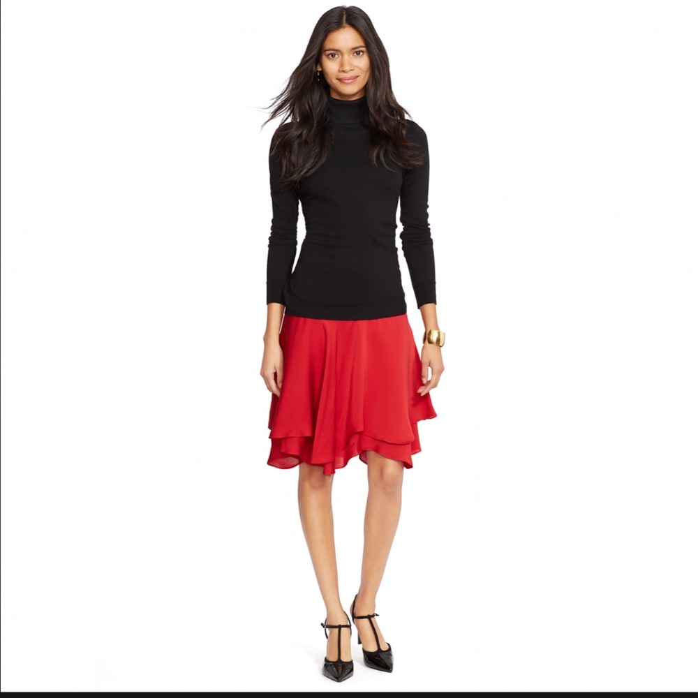 100% Silk Red Skirt Lauren Ralph Lauren Size 6 New - Picture 9 of 11